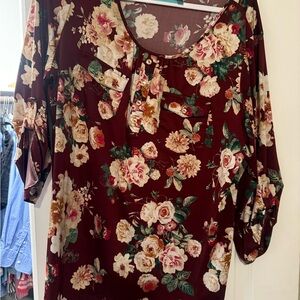 Floral Burgundy Women's Top